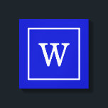 Monogram koninklijk blauw wit omgevormd Initiaal Canvas Afdruk<br><div class="desc">Royal Blue en White Framed Initiaal Monogram A stijlvolle vaste achtergrond met een witte omlijste zone voor uw monogram, naam of andere tekst. U kunt de tekstdoopvont ook veranderen, de doopvontgrootte en de kleur veranderen, de tekst bewegen, enz. Als je dit ontwerp in andere kleuren zou willen zien, laat dan...</div>