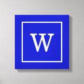Monogram koninklijk blauw wit omgevormd Initiaal Canvas Afdruk (Voorkant)