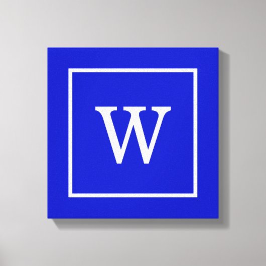 Monogram koninklijk blauw wit omgevormd Initiaal Canvas Afdruk (Voorkant)