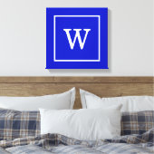 Monogram koninklijk blauw wit omgevormd Initiaal Canvas Afdruk (Insitu (Slaapkamer))