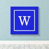 Monogram koninklijk blauw wit omgevormd Initiaal Canvas Afdruk (Insitu (Houten vloer))