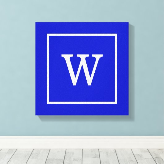 Monogram koninklijk blauw wit omgevormd Initiaal Canvas Afdruk (Insitu (Houten vloer))
