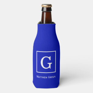 Monogram koninklijk blauw wit omgevormd Initiaal Flesjeskoeler