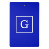 Monogram koninklijk blauw wit omgevormd Initiaal Mini Klembord (Achterkant)