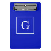 Monogram koninklijk blauw wit omgevormd Initiaal Mini Klembord (Voorkant)