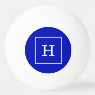 Monogram koninklijk blauw wit omgevormd Initiaal Pingpongbal