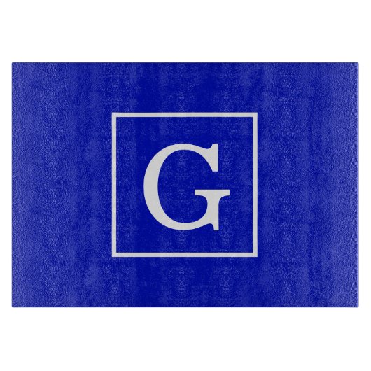 Monogram koninklijk blauw wit omgevormd Initiaal Snijplank (Voorkant)