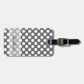 Monogram Kool Gray White Polka Dot Pattern Bagagelabel (Voorkant horizontaal)
