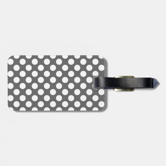 Monogram Kool Gray White Polka Dot Pattern Bagagelabel (Achterkant horizontaal)