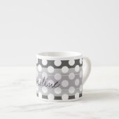 Monogram Kool Gray White Polka Dot Pattern Espresso Kop (Voorkant rechts)