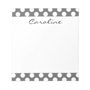 Monogram Kool Gray White Polka Dot Pattern Notitieblok