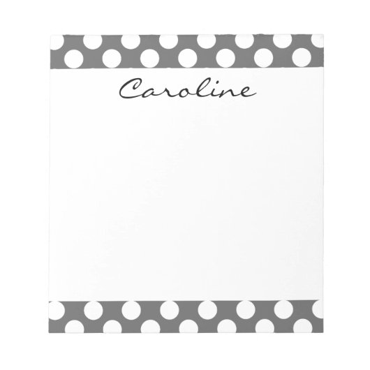 Monogram Kool Gray White Polka Dot Pattern Notitieblok (Voorkant)