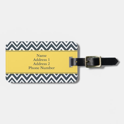 Monogram Kool, wit en geel zigzagpatroon Bagagelabel (Voorkant horizontaal)