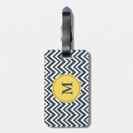 Monogram Kool, wit en geel zigzagpatroon Bagagelabel (Achterkant verticaal)