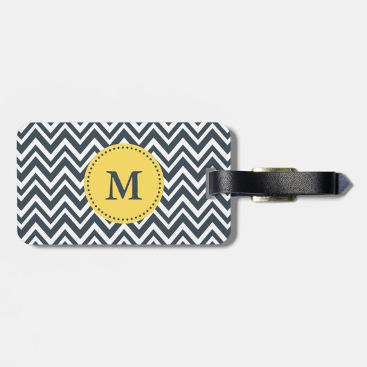 Monogram Kool, wit en geel zigzagpatroon Bagagelabel (Achterkant horizontaal)