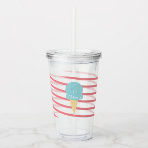 Monogram koolstof-isecream stripes acryl drinkbeker