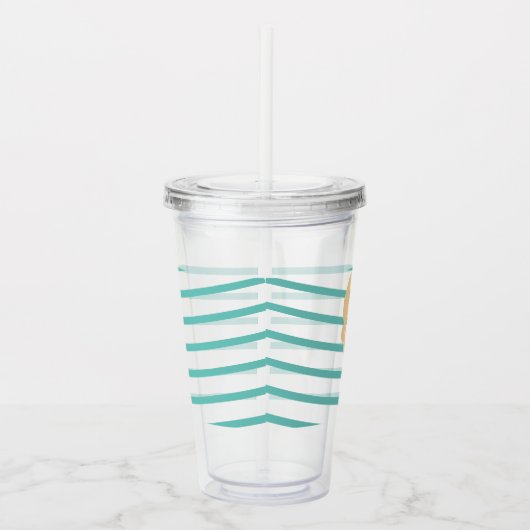 Monogram koolstof-isecream stripes acryl drinkbeker (Rechts)
