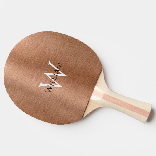 Monogram koper Aangepaste naam Initiaal Metallic B Tafeltennisbatje (Zijkant)