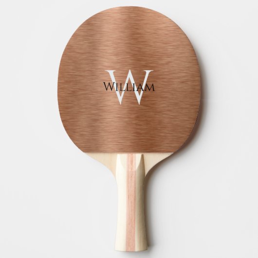 Monogram koper Aangepaste naam Initiaal Metallic B Tafeltennisbatje (Voorkant)