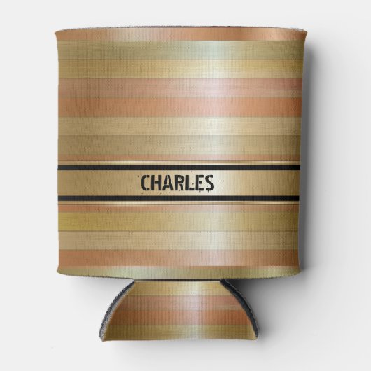 Monogram koper en gouden strepen blikjeskoeler (Voorkant)