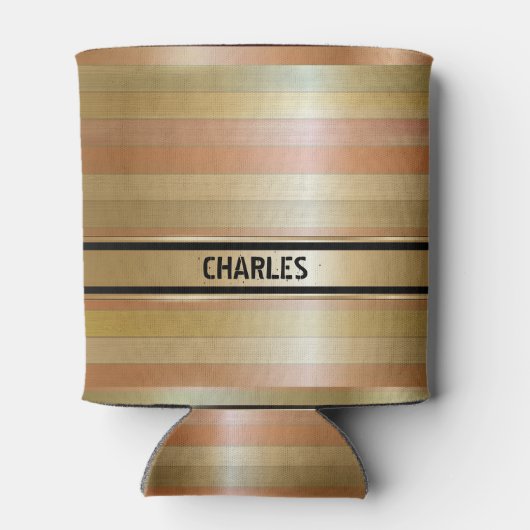 Monogram koper en gouden strepen blikjeskoeler (Achterkant)