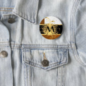 Monogram koper in zwart-wit en goud ronde button 5,7 cm (In situ)