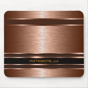 Monogram koper Metallic geborsteld aluminium look Muismat