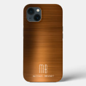 Monogram koperbruine geborstelde metalen Case-Mate iPhone case (Achterkant)