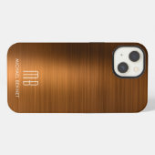 Monogram koperbruine geborstelde metalen  iPhone hoesje (Achterkant horizontaal)