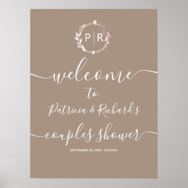 Monogram Koppel Bruiloft Verwelkomingsbord Poster
