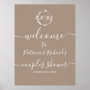 Monogram Koppel Bruiloft Verwelkomingsbord Poster