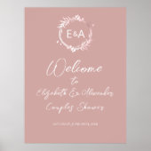 Monogram Koppel Bruiloft Welcome Bord Poster (Voorkant)