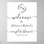 Monogram Koppel Bruiloft Welcome Bord Schuimbord Poster (Voorkant)