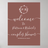 Monogram Koppel Bruiloft Welcome Bord Schuimbord Poster (Voorkant)