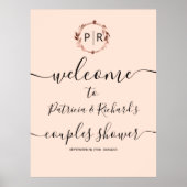 Monogram Koppel Bruiloft Welcome Bord Schuimplaat Poster (Voorkant)
