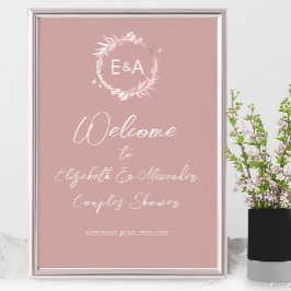 Monogram Koppel Bruiloft Welkom Bord Poster