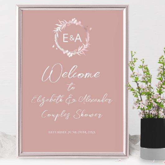 Monogram Koppel Bruiloft Welkom Bord Poster