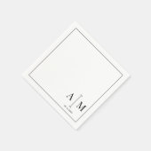 Monogram Koppel Datum Eenvoudige Rand Trouw Servet (Hoek)