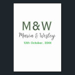 Monogram koppel grijs groen modern romantisch date kaart<br><div class="desc">meisjesachtig ontwerp</div>