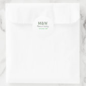 Monogram koppel grijs groen modern romantisch date ronde sticker (Tas)