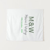 Monogram koppel grijs groen modern romantisch date wandkleed (Voorkant (horizontaal))