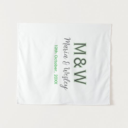 Monogram koppel grijs groen modern romantisch date wandkleed (Voorkant (horizontaal))