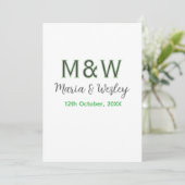 Monogram koppel grijs groen modern romantische dat kaart (Staand voorkant)