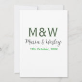 Monogram koppel grijs groen modern romantische dat kaart (Achterkant)
