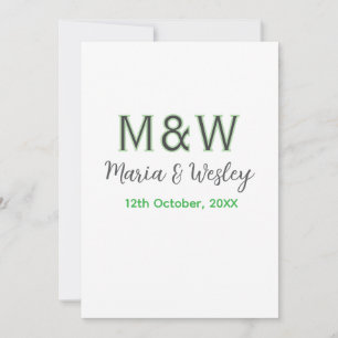 Monogram koppel grijs groen modern romantische dat kaart