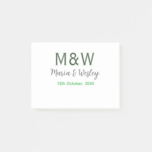 Monogram koppel grijs groen modern romantische dat post-it® notes