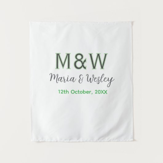 Monogram koppel grijs groen modern romantische dat wandkleed (Voorkant)
