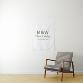 Monogram koppel grijs groen modern romantische dat wandkleed (In situ)
