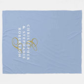 Monogram Koppel Minimalistisch Blauw Goud Wit Chic Fleece Deken (Voorkant (Horizontaal))