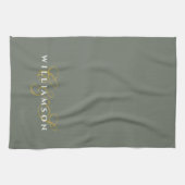 Monogram Koppel Minimalistisch Olijfgroen Goud Wit Theedoek (Horizontaal)